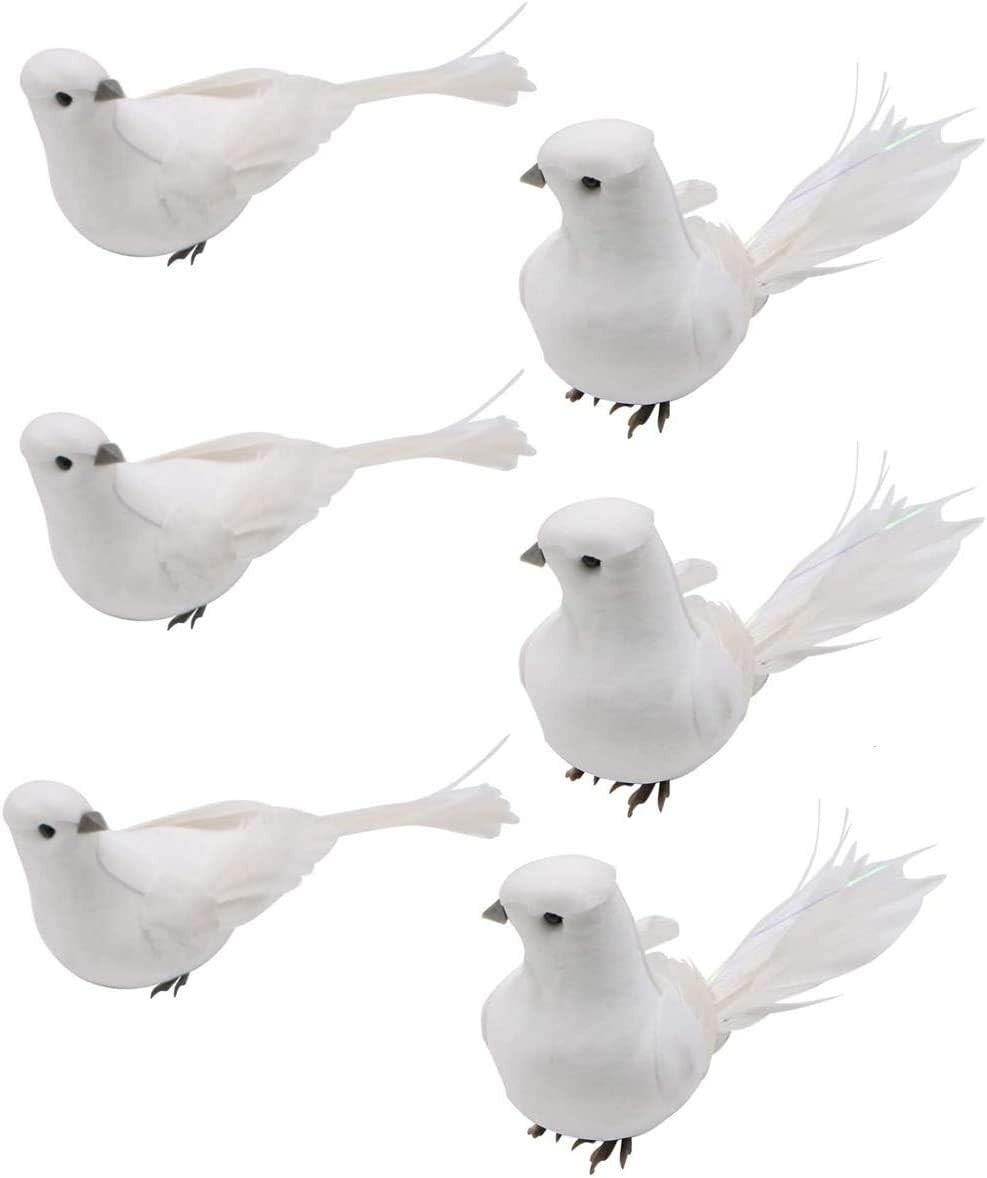 Beautiful 12-Pack Artificial White Doves with Clips for Crafting & Decor