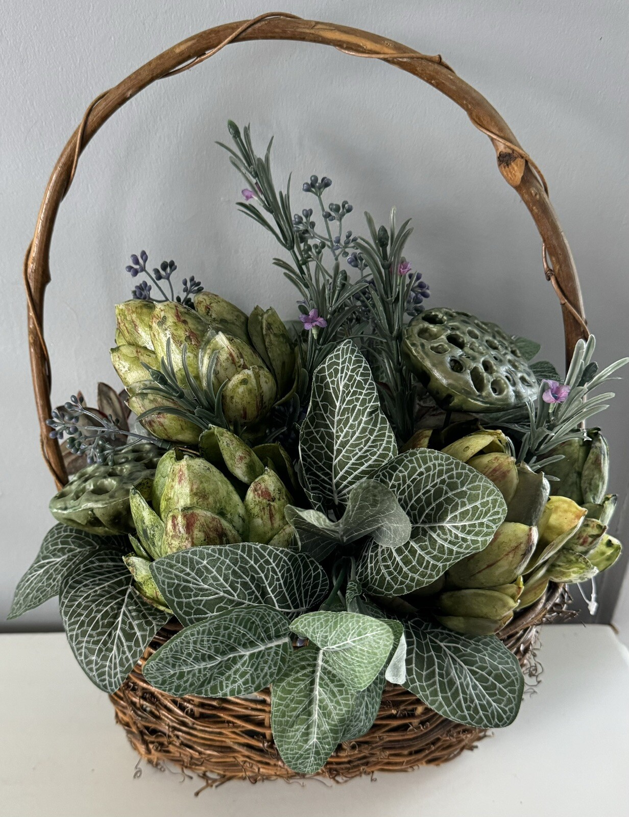 Hanging Basket Wreath Artificial Flower succulants Front Door Wall Decor
