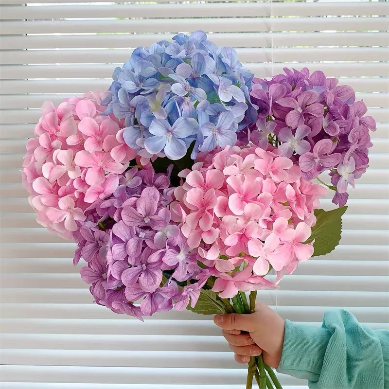 New Hydrangea Artificial Flower Real Touch Moisturizing Fake Flower Bouquet for