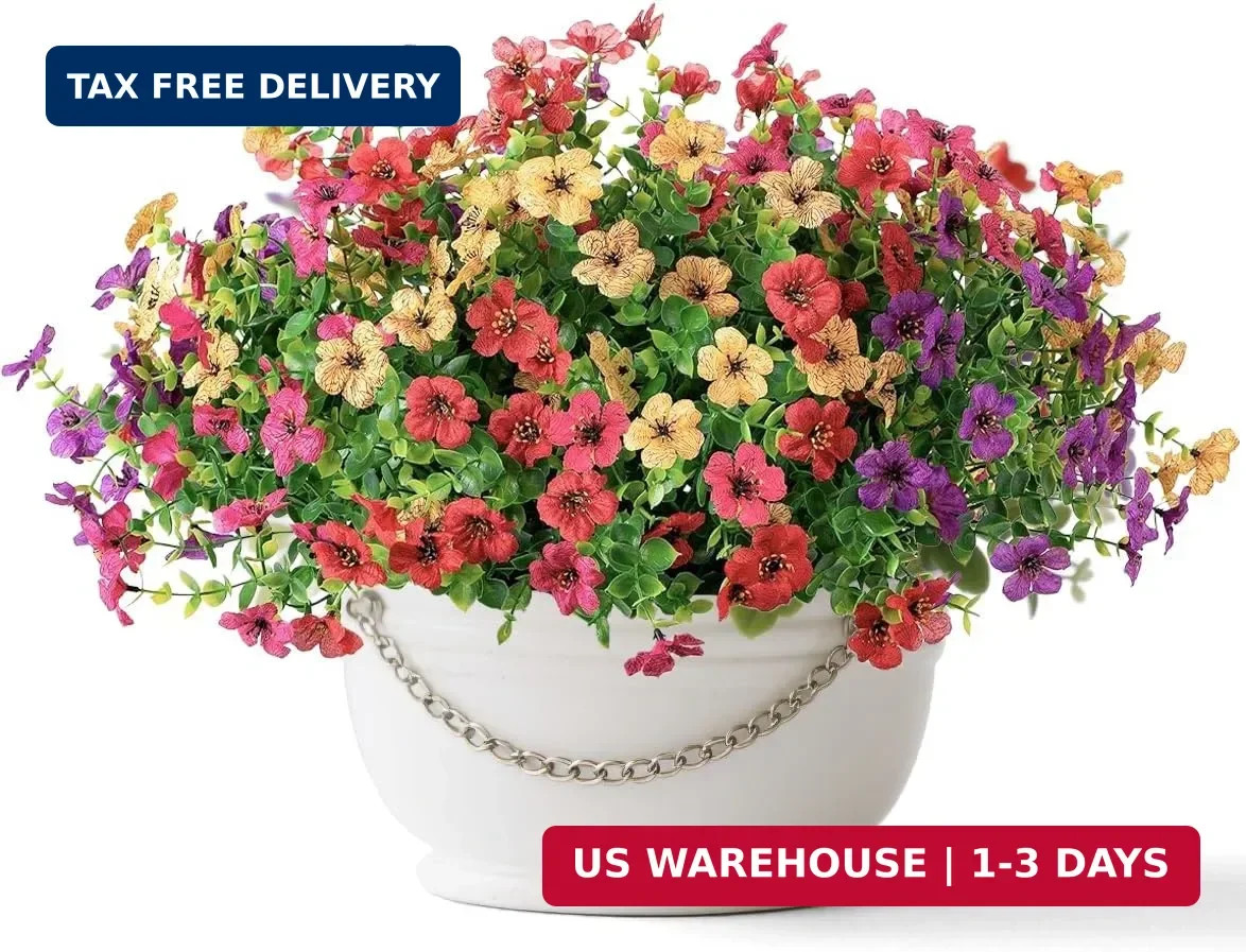 Artificial Flowers for Indoor & Outdoor Decoration – 6 Bundles Faux Daisies with