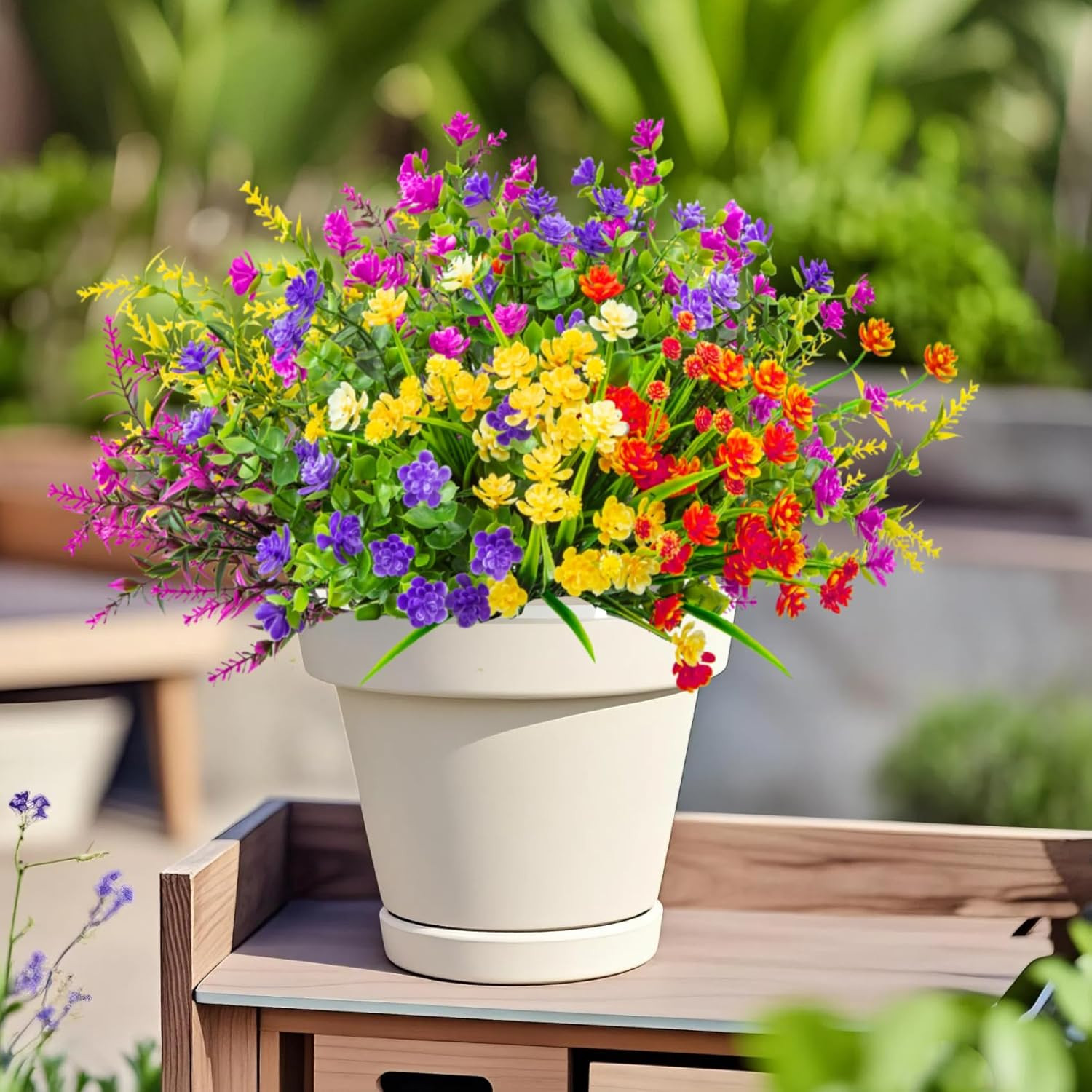 16 Pcs Artificial Flowers for Outdoors Decorations, Mixed Color | fake plastic p