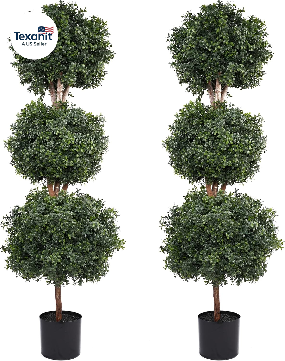 Artificial Topiaries Ball Tree Outdoor, 4.8Ft Fake Topiary Triple Ball Boxwood T
