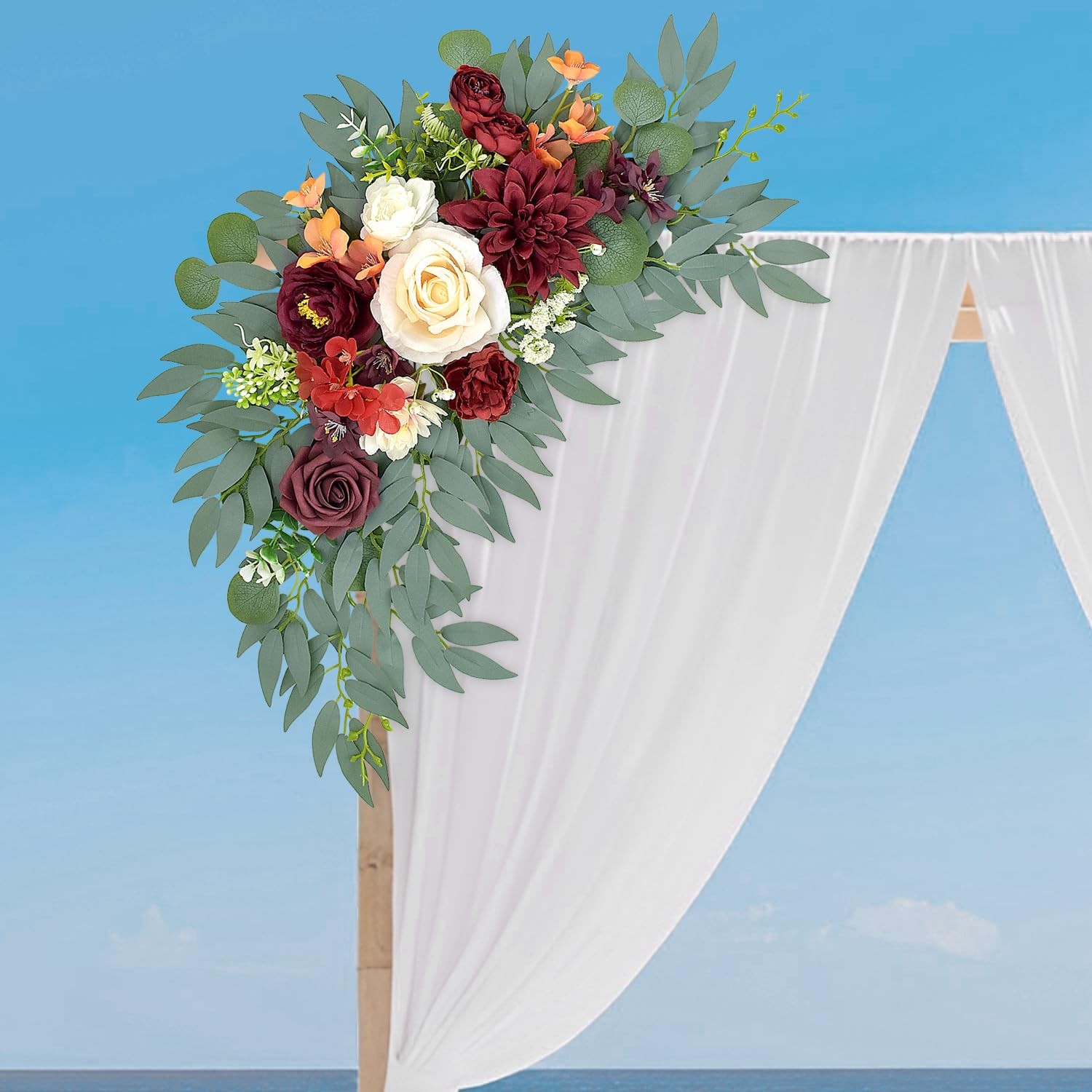 Burgundy Wedding Arch Flowers Artificial Floral Swag Backdrop Party Decor
