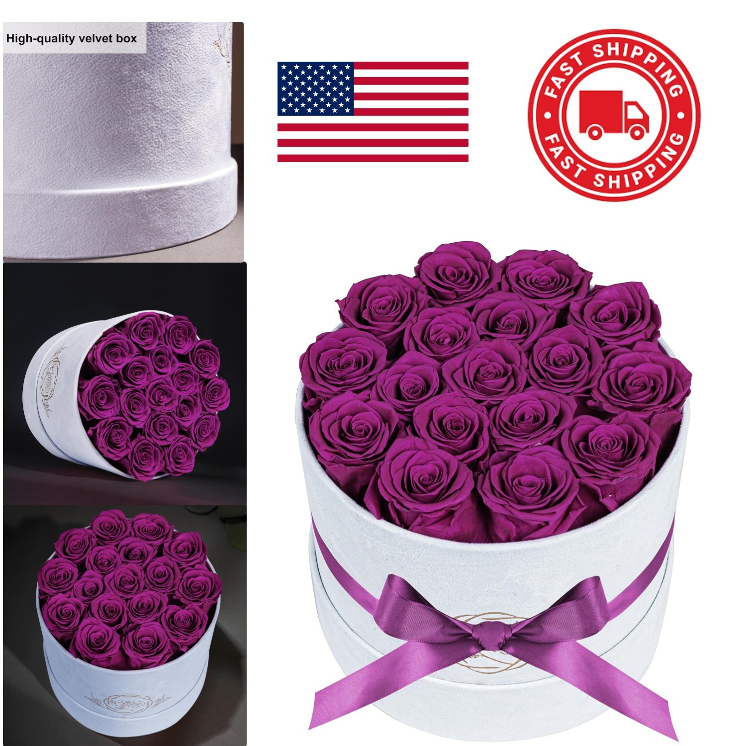 Vibrant 17 Roses in Velvet Box Ideal Gift for Valentines Day and Anniversaries