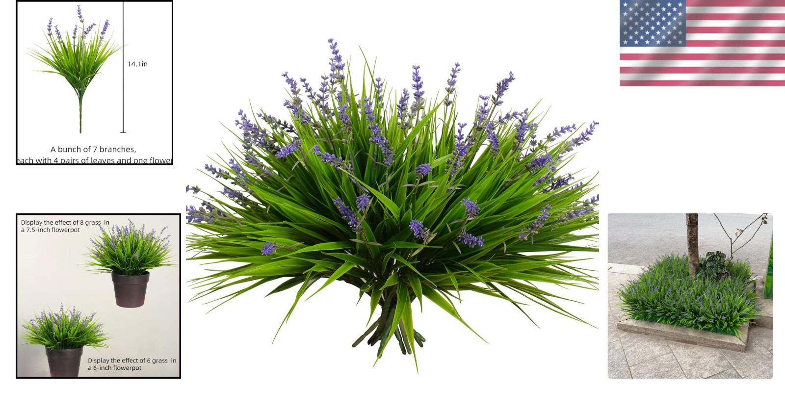 Versatile 12 Bundle Faux Monkey Grass with Flowers – Ideal for Pot & Patio Decor