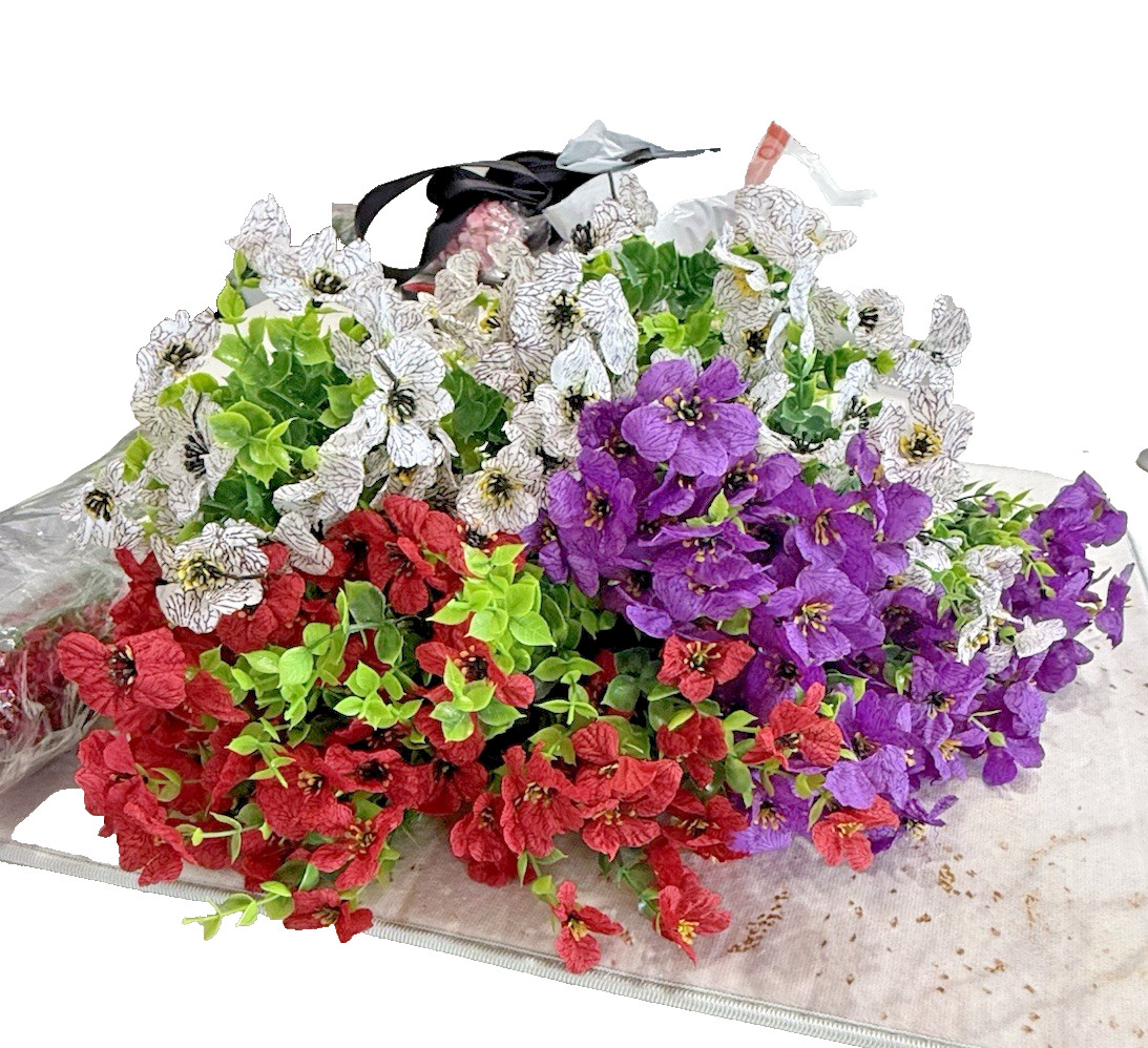 12 Bundles-Artificial Outdoors Flowers Realistic Mixed Colors UV Resistant