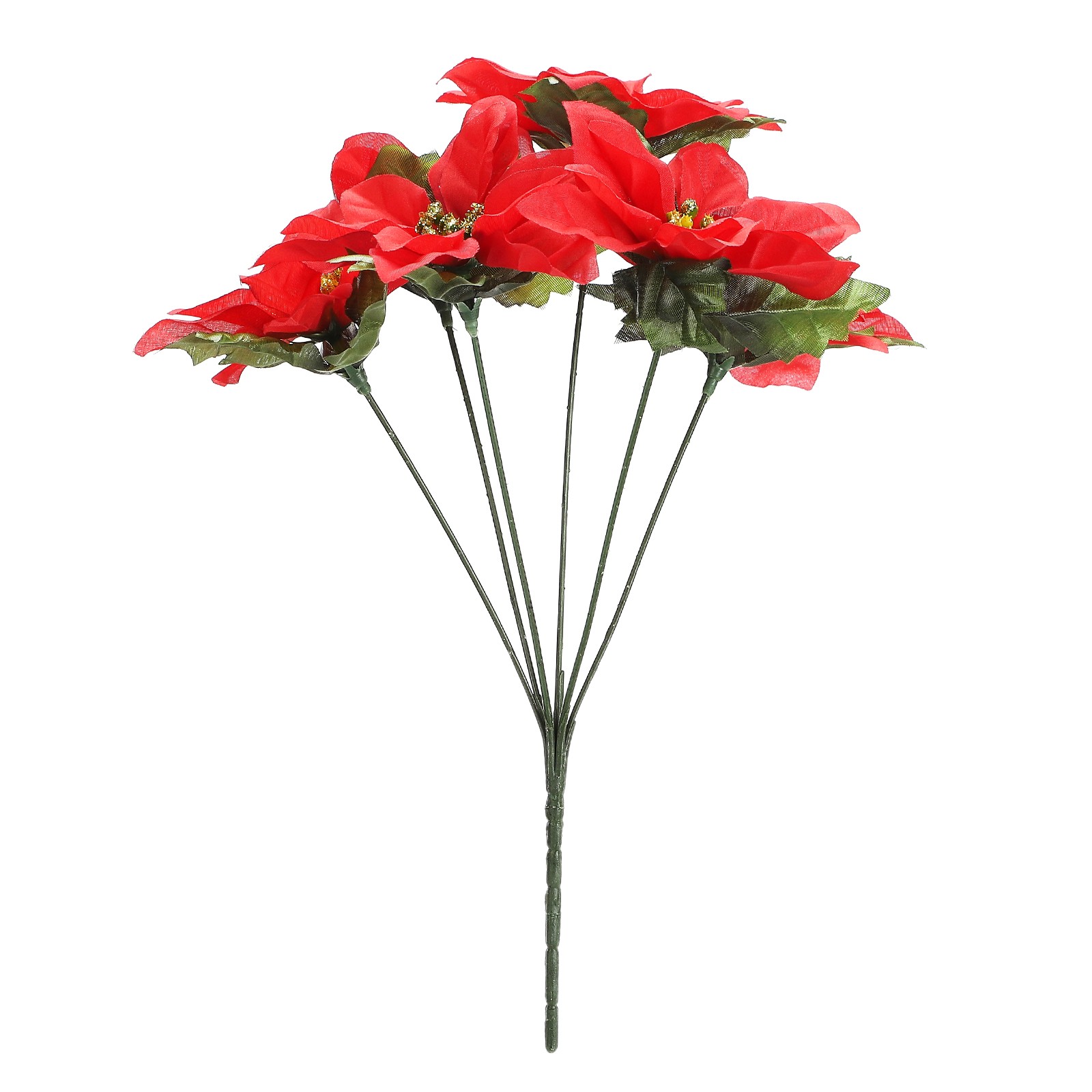 6 Branches Red Poinsettia 37cm Artificial Christmas Flower Decor