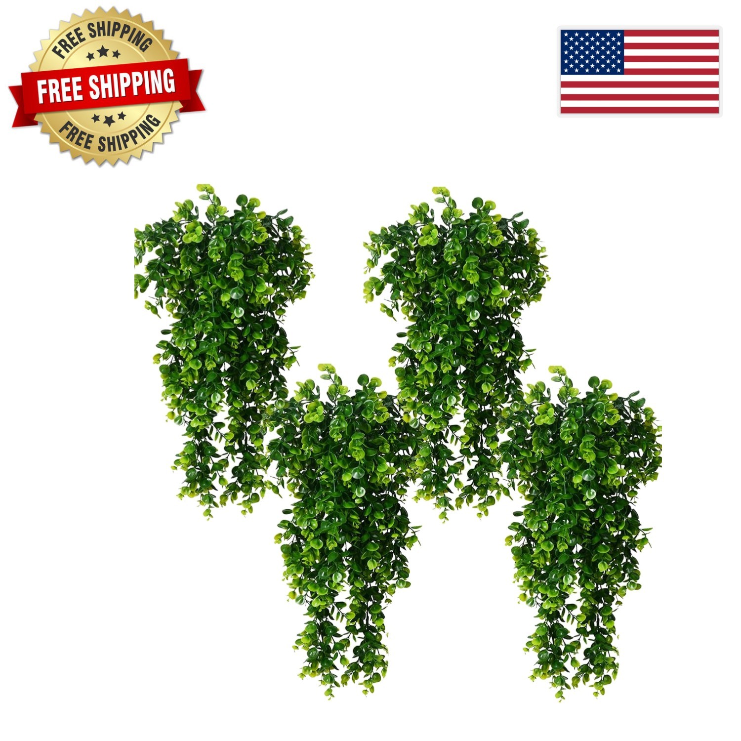 Vibrant Faux Eucalyptus Vines – Set of 4 for Effortless Home and Garden Style