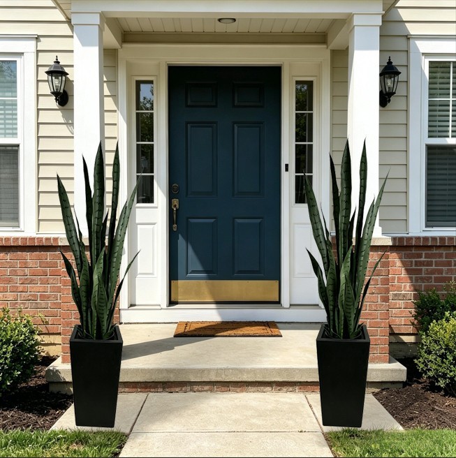 2 Pack 90cm Dark Green Artificial Snake Plant with Pots Indoor and Outdoor Decor