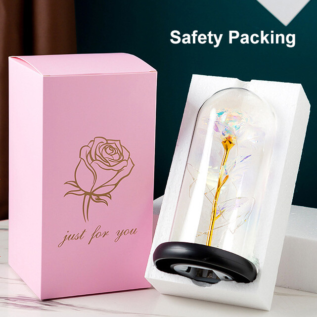 Preserved Eternal Rose In Glass Demo Flower Dome LED Light Valentine’s Day Gift