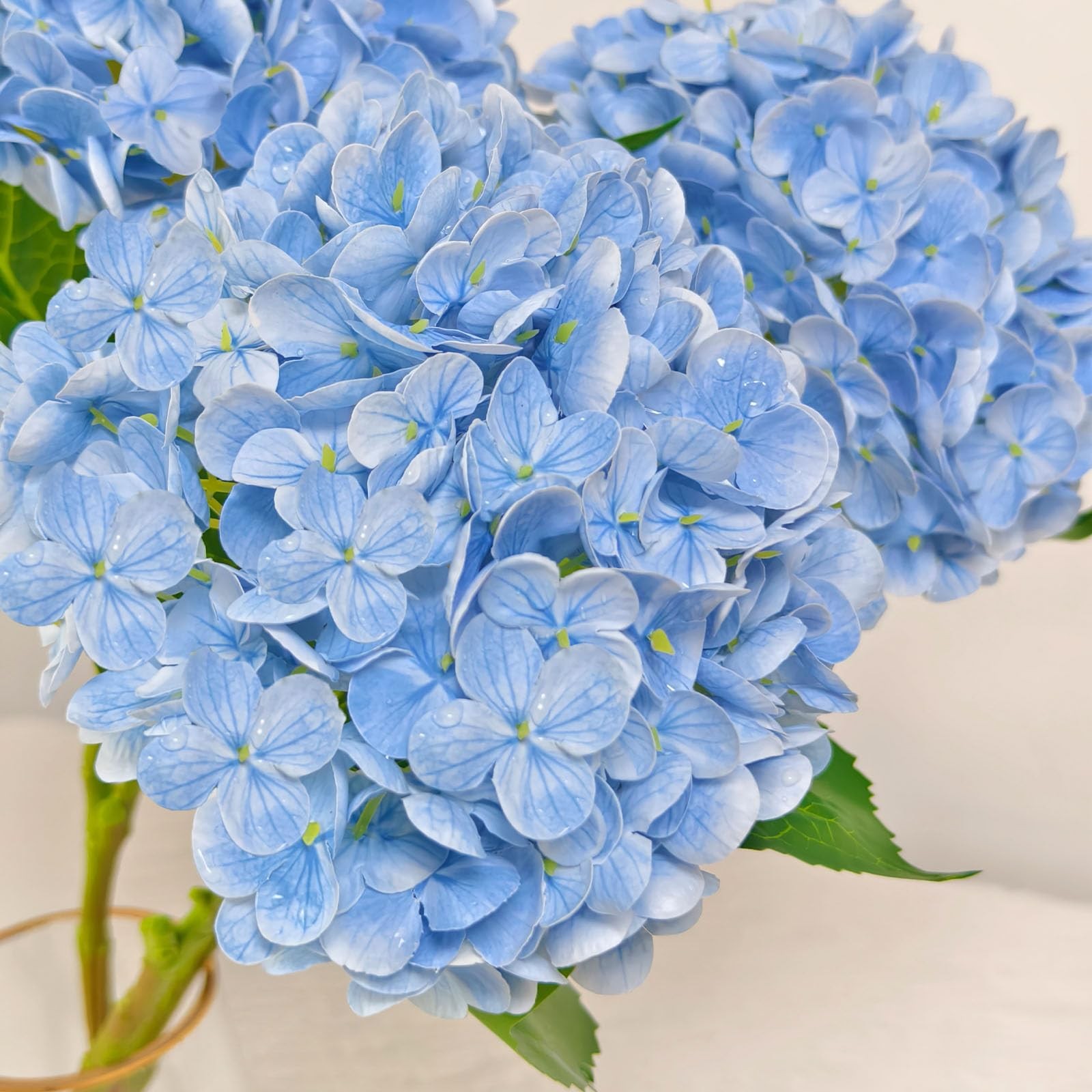 3 Pcs 21″ Real Touch Blue Hydrangea Artificial Flowers with Stems, Fake Silk …