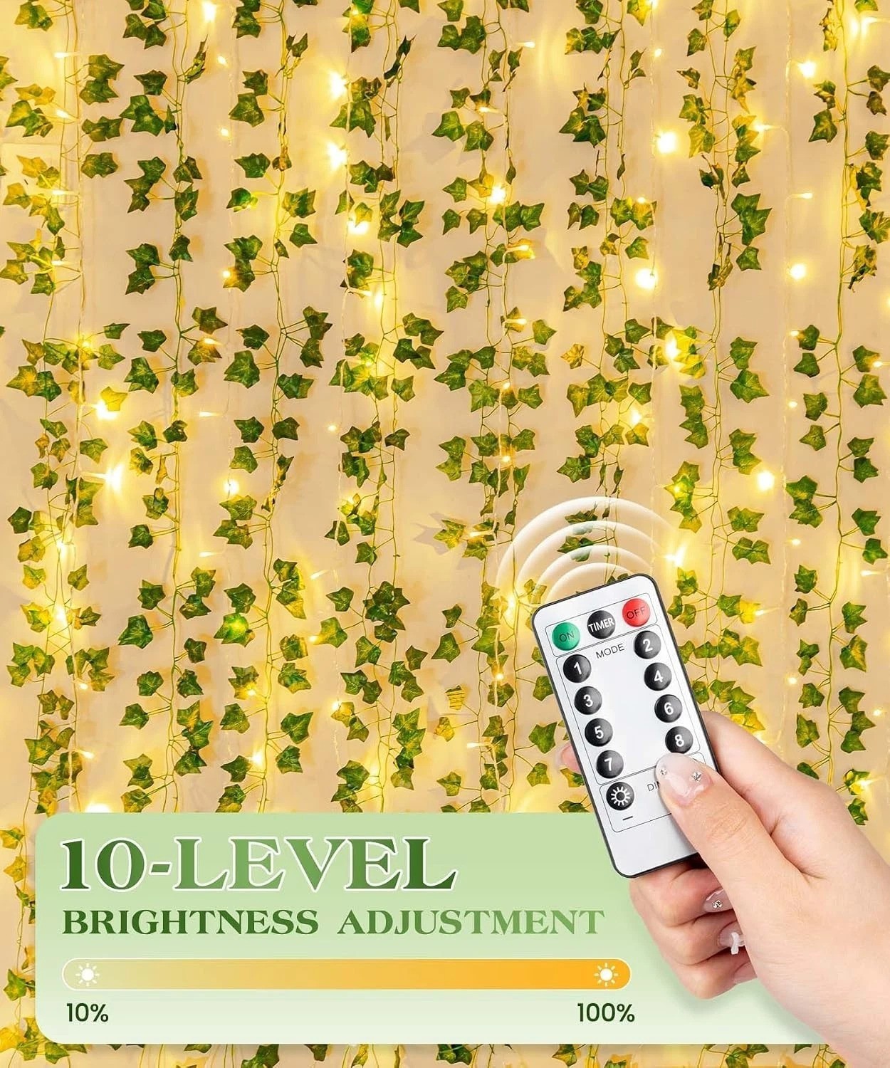 Outdoor Waterproof Ivy Garland 82-Inch with 160 Warm White LED Lights – 24 Pack