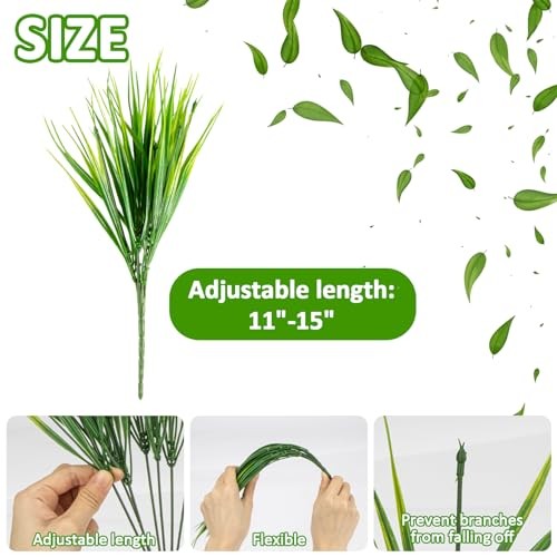MAQIHAN 10-Pack Faux Outdoor Grass Plants – UV Resistant Fake Greenery New
