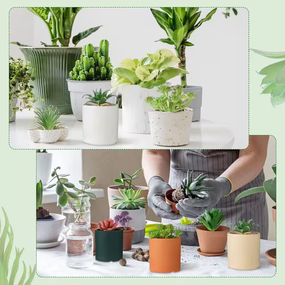 2.8 In. 50 Piece Artificial Succulent Plants Assorted Green Purple Pink Indoor/O