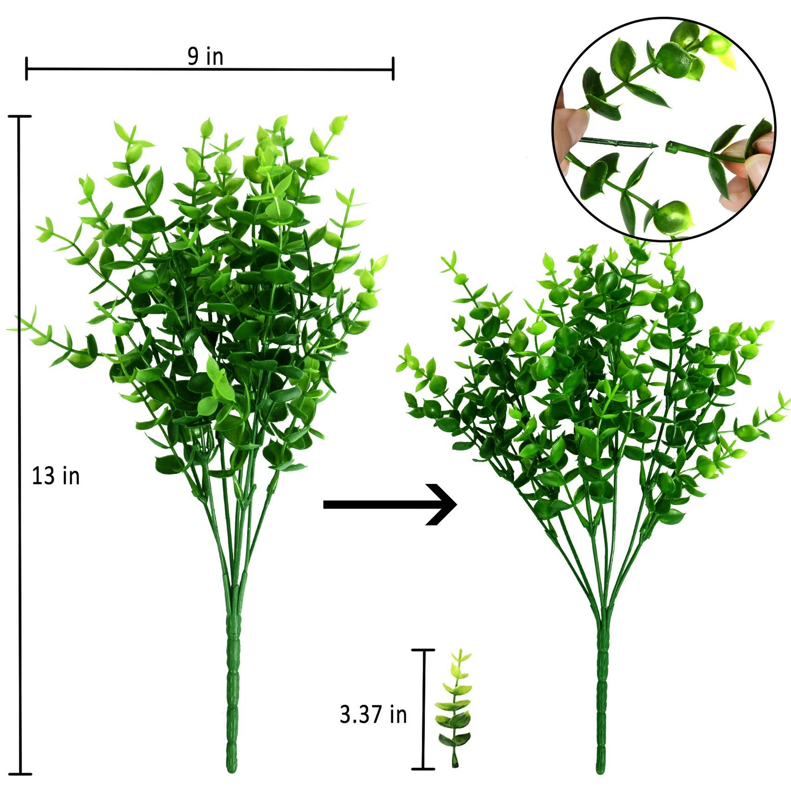 9 Bundles Fake Plants Artificial Boxwood Greenery 63 Stems Fade Resistant Fau…