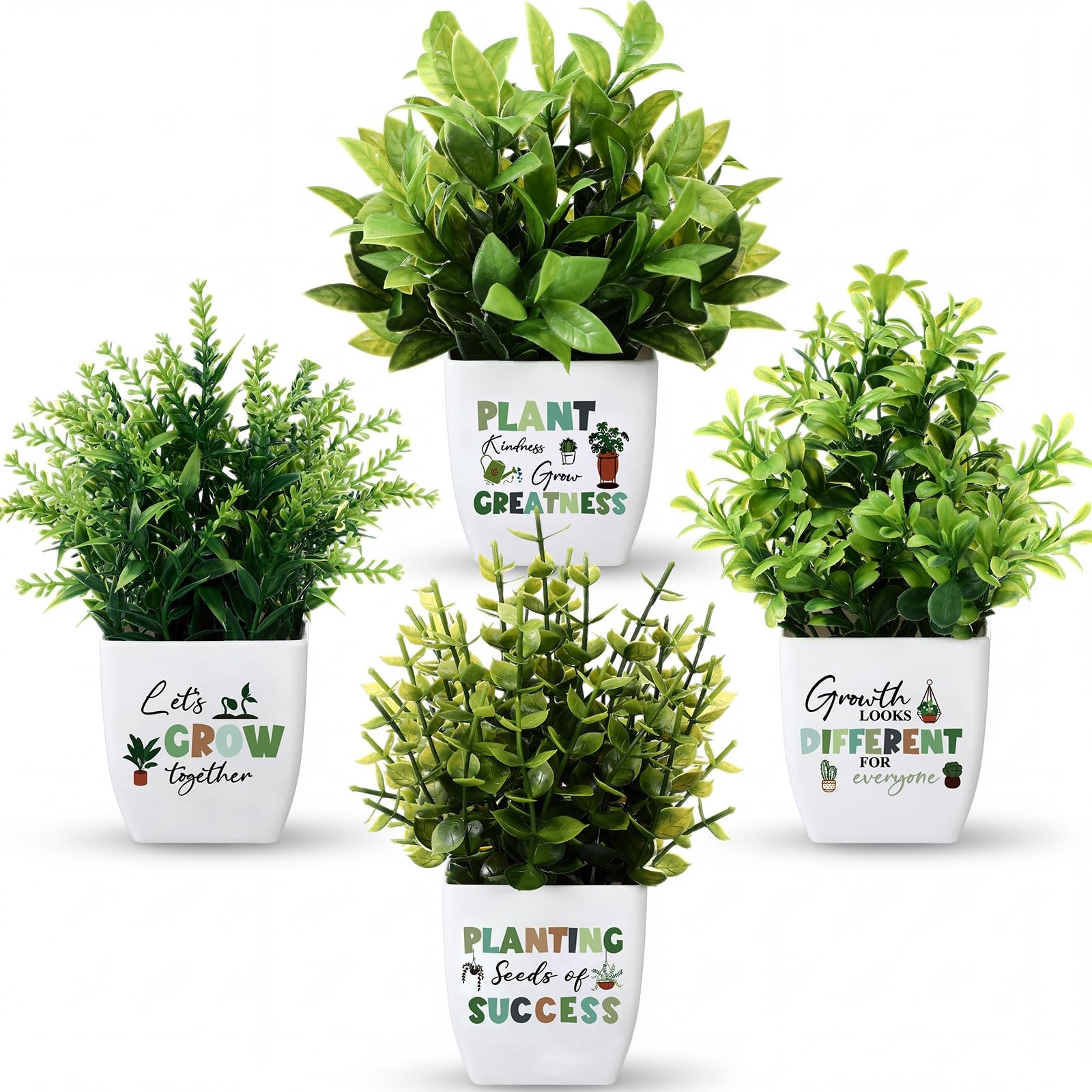 4 Pack Plant Classroom Decor Back to School Fake Plants with Inspirational St…
