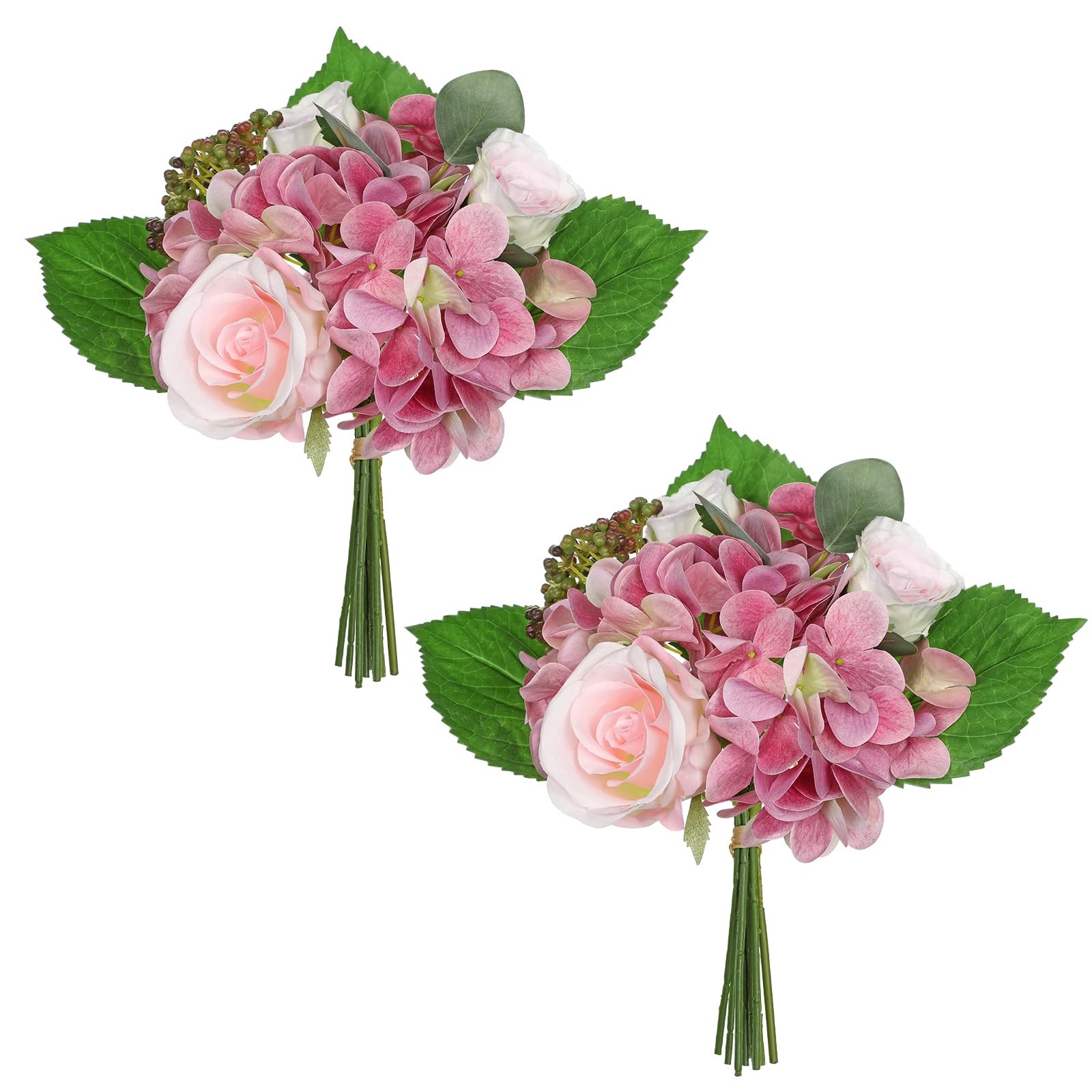 Cemetery Flowers 11.4″ Artificial Hydrangea Bouquet 2 Pack – Grave Decor Wedding