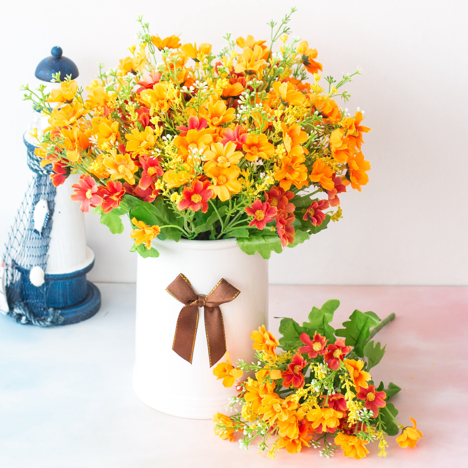 28 Heads Simulated Chrysanthemum Flower Decor Balcony Hanging Basket Floral