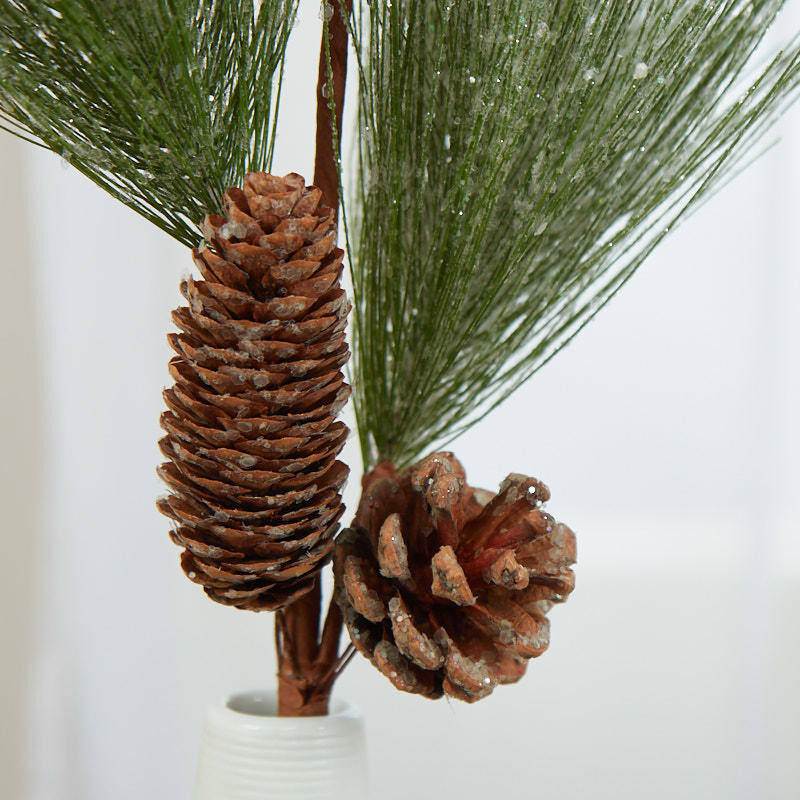 Set of 2 Frosted Artificial 27″ Pine Sprays with Pinecones