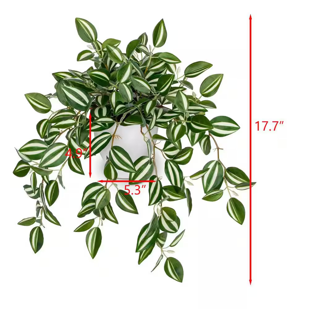 17.7 in .Fake Green Plants with White Pot