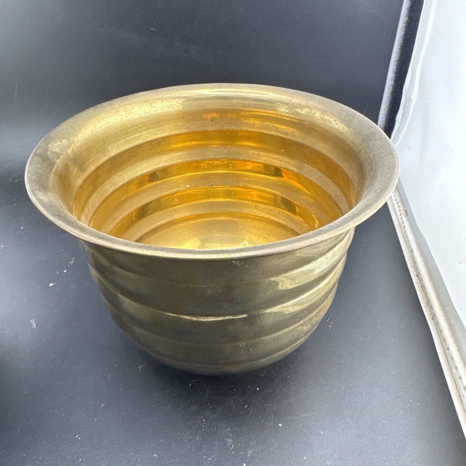 Artificial Pink Rose Plant in Pot with Vintage Brass Planter – Home Decor