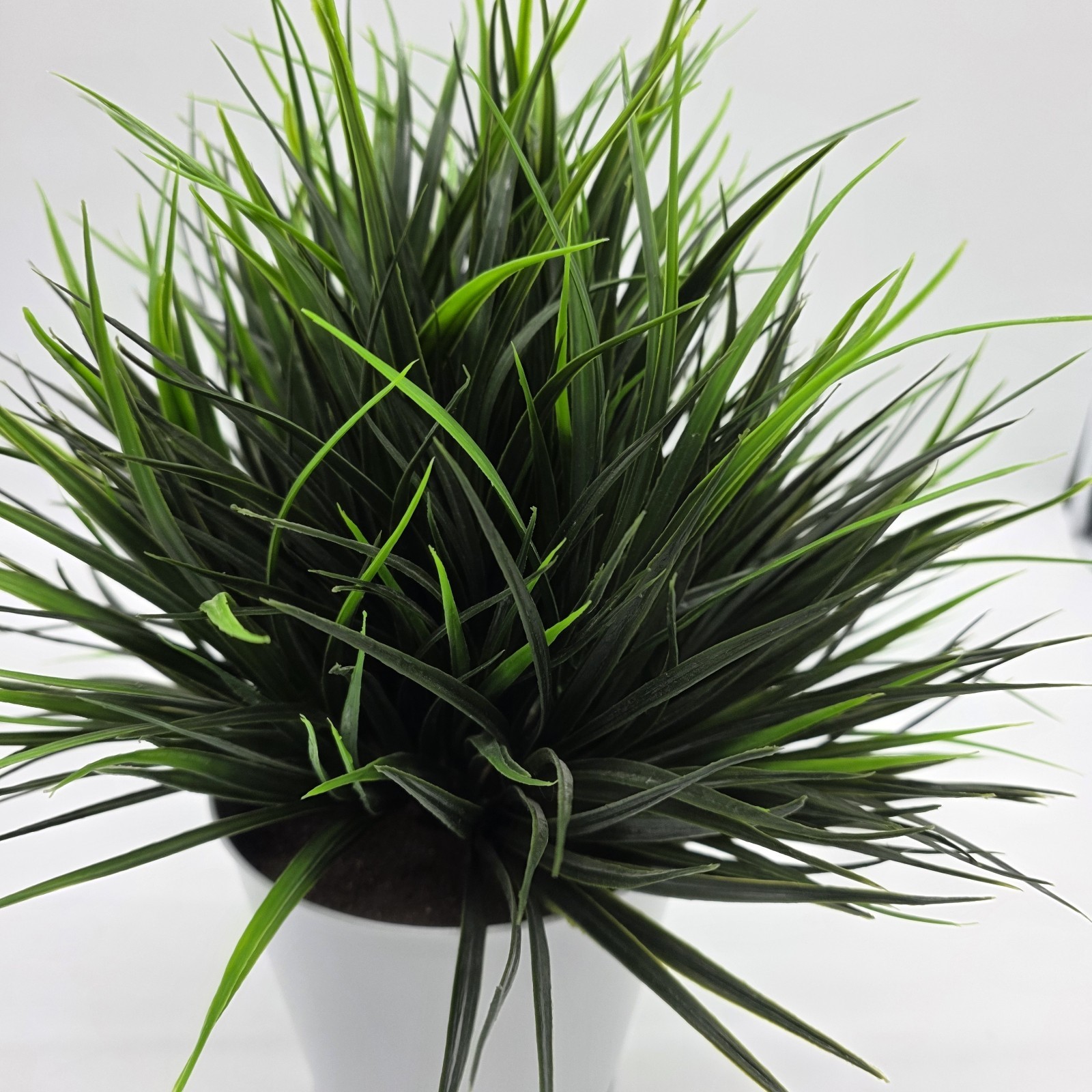 Artificial Grass Plant in White Pot Faux Greenery Desk Shelf Home Decor 14″