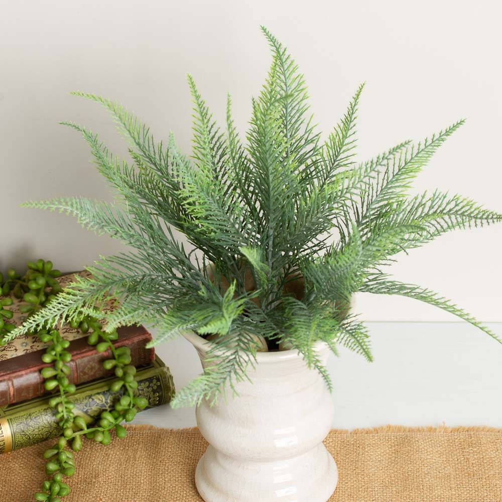 Small Artificial Green Vinyl Indoor / Outdoor 13″ Fern Bush