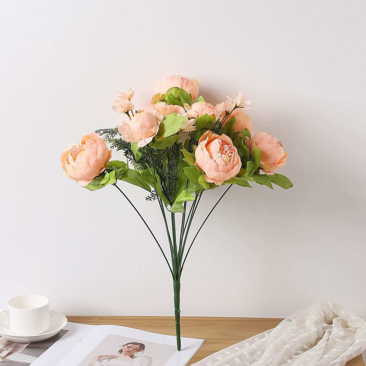 Springs Flowers Artificial Silk Peony Bouquets Wedding Decor Spring Orange
