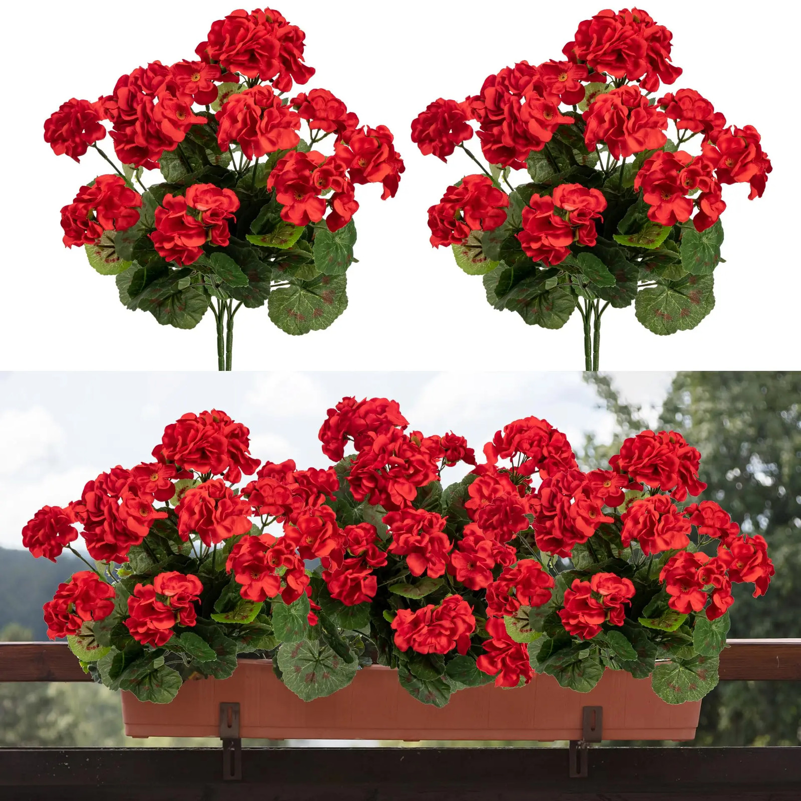 2/4Pcs Artificial Flowers Faux Geranium UV Resistant Fake Flower for Planter Out