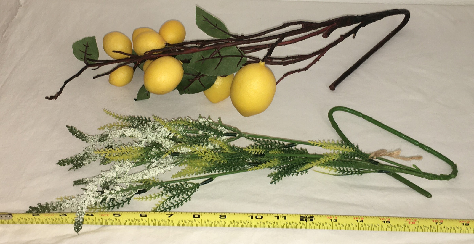 Artificial Lemon Leaf Branch Floral Fruit Decor Decoration Green Yellow 28″
