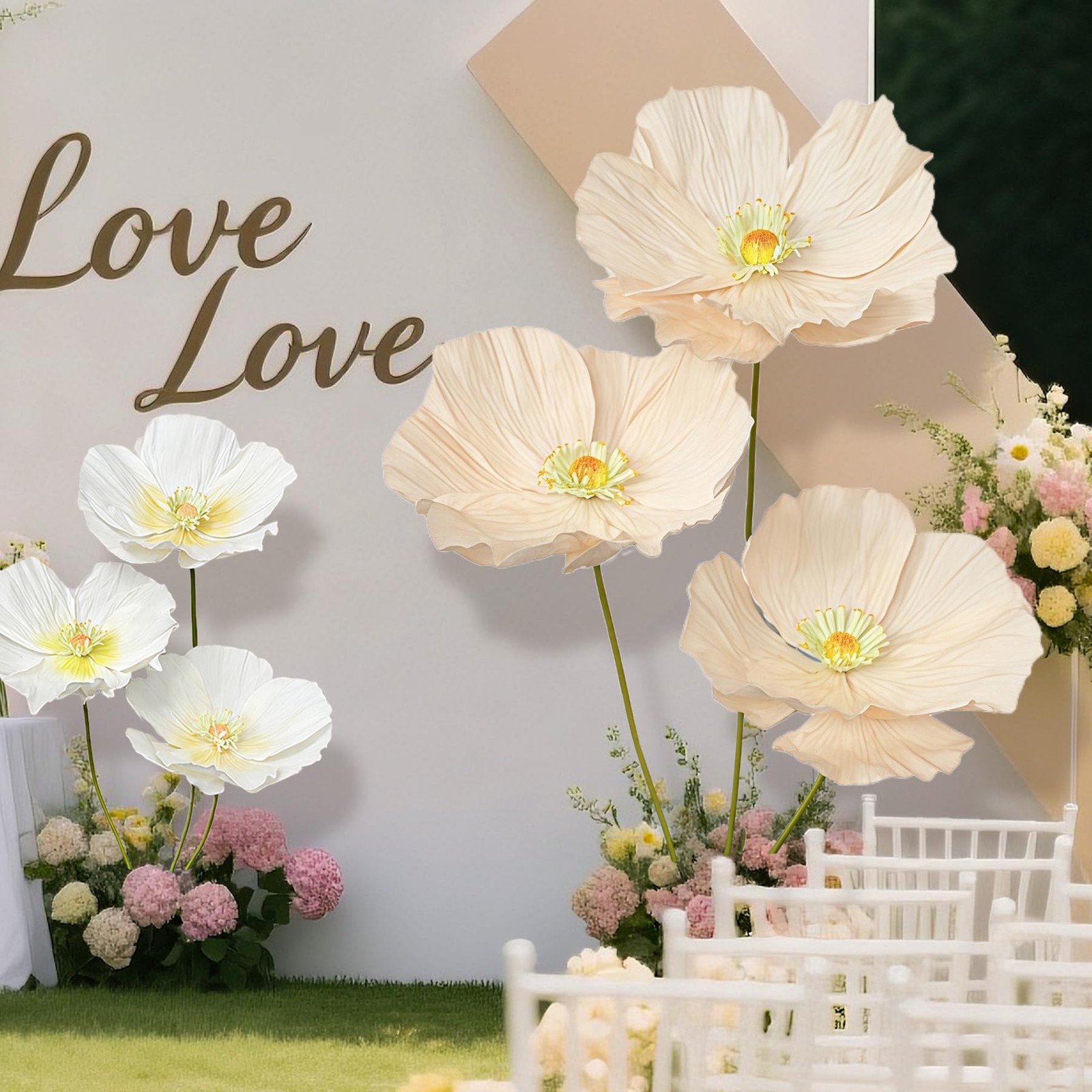 Artificial Flowers Decorations 5.58ft Fake Poppy Flower for Standing Receptio…