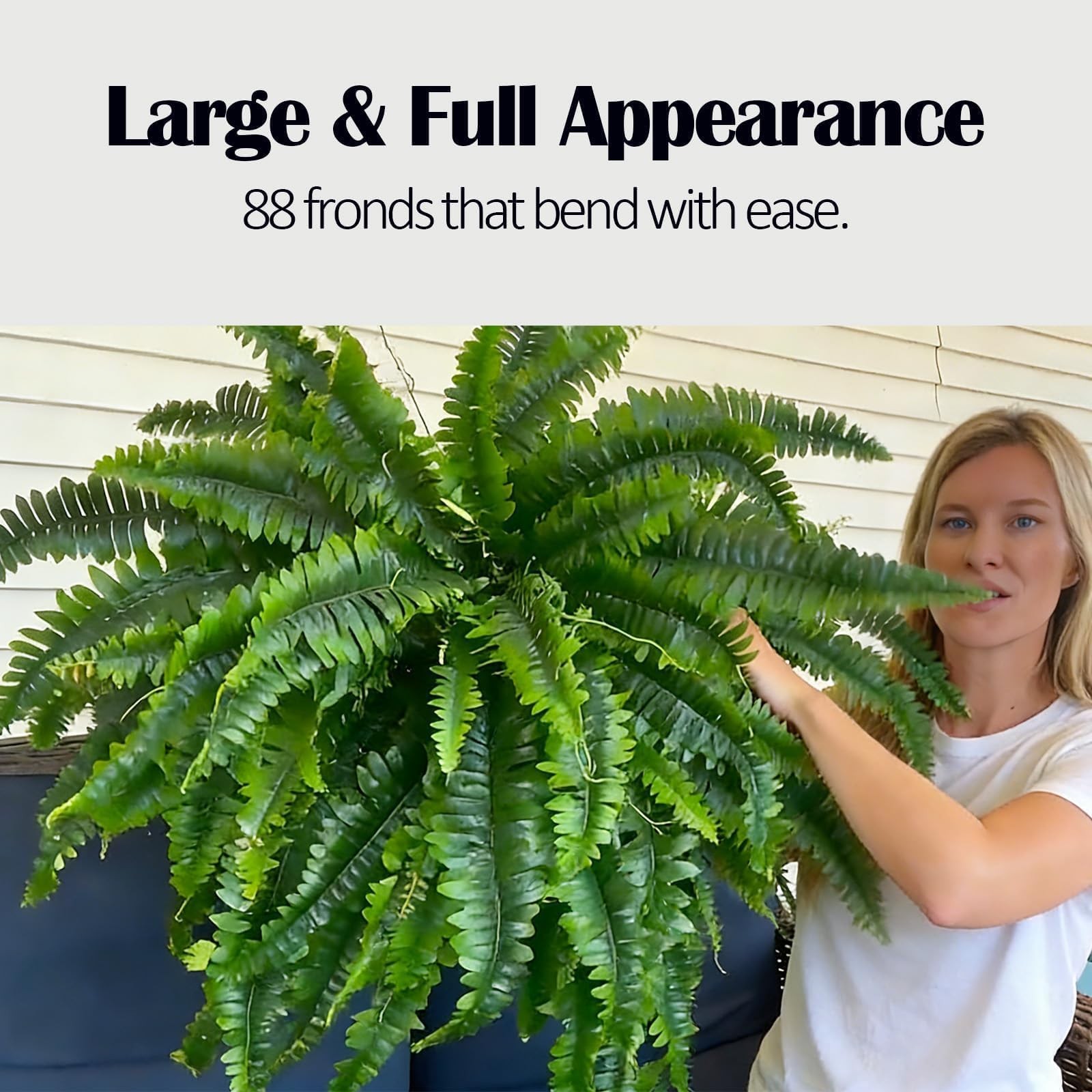 Artificial Boston Fern 48 Inch Fake Greenery Silk Plants Outdoor Indoor 88 Branc