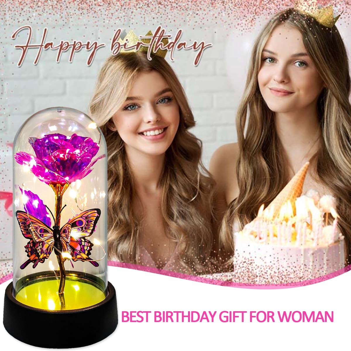 Glass Rose in Glass Dome, Light Up Flower, Eternal Roses – Valentines Day Gifts