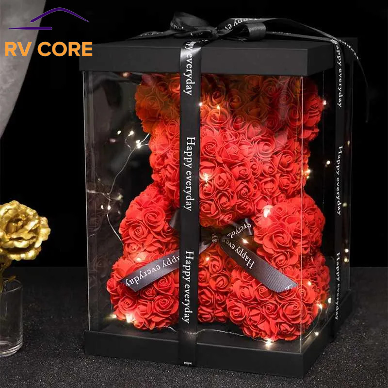 10″ Rose Teddy Bear with LED Light Gift Box Valentine’s Day Gift for Women