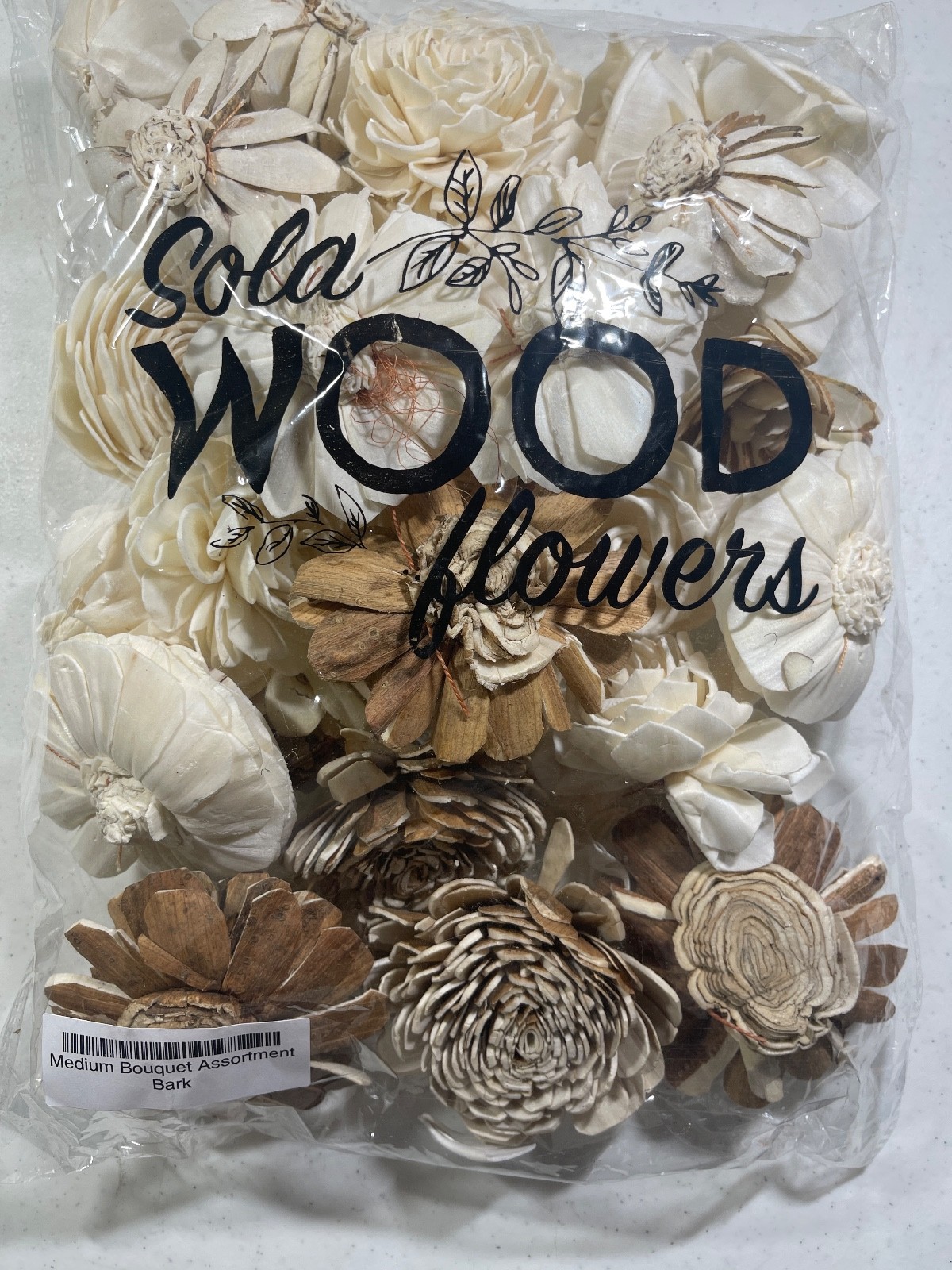 NEW Sola Wood Flowers, Medium Bouquet Assortment, Bark
