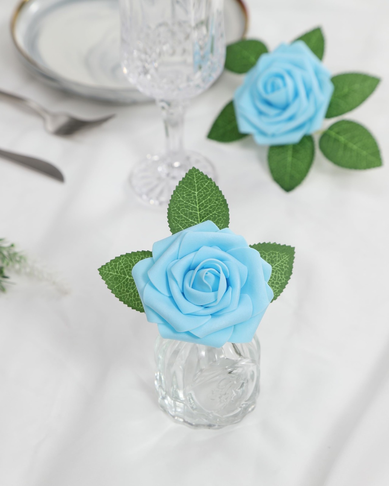 25Pcs Artificial Flowers Foam Roses Fake Roses with Stems