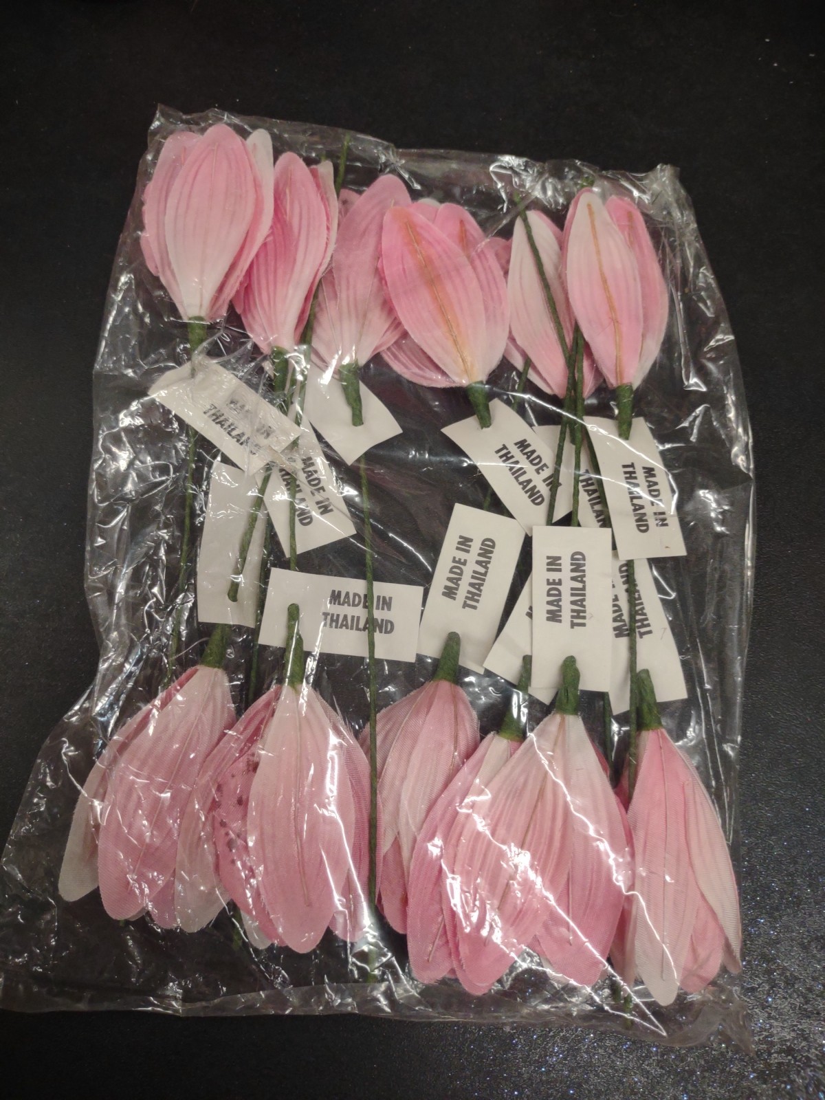 12 Stems 1970s Vintage Silk Orchids, 9″ Cymbidium Orchid Flower Pick, Rose Pink
