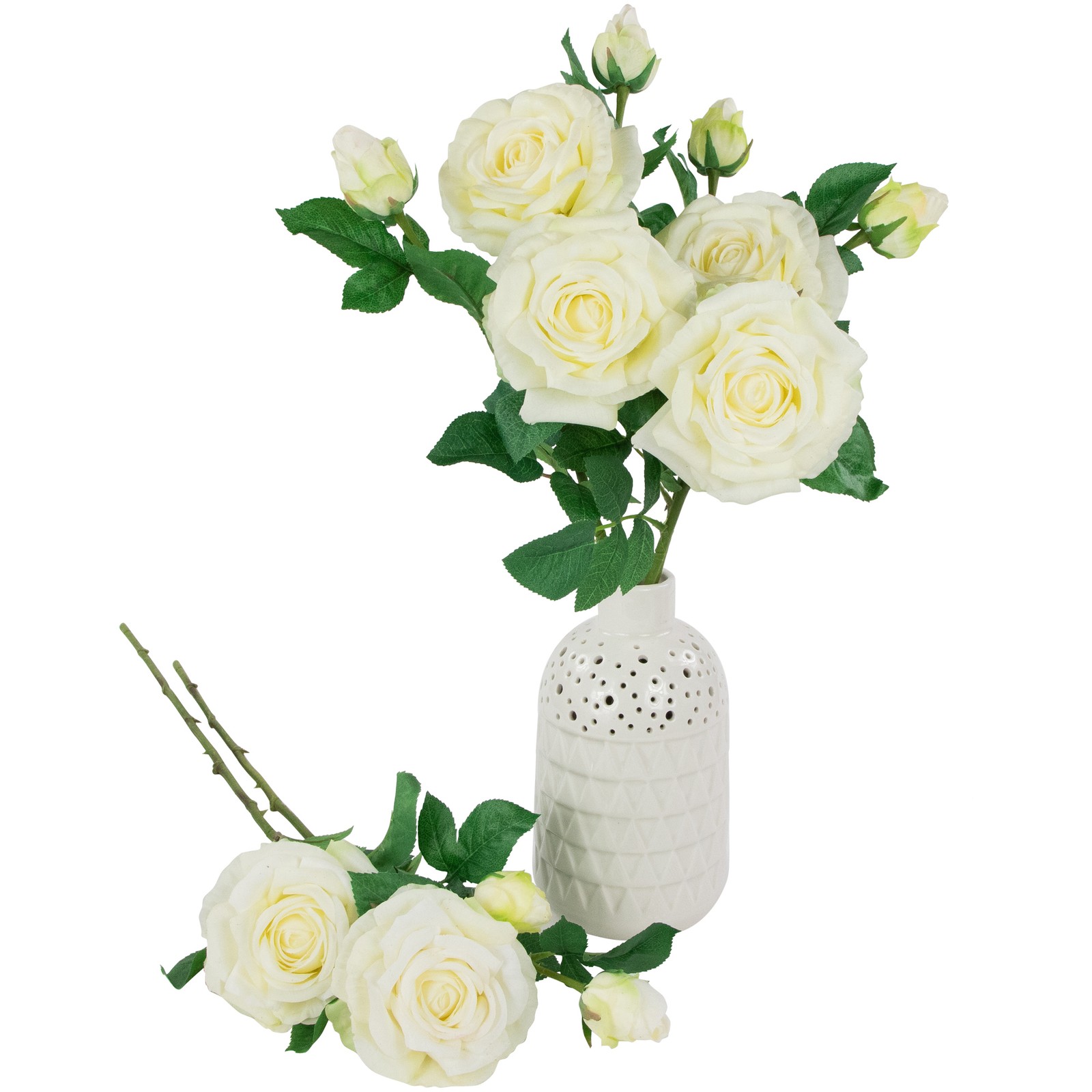 Northlight Real Touch™ White Artificial Rose Stems, Set of 6 – 26″