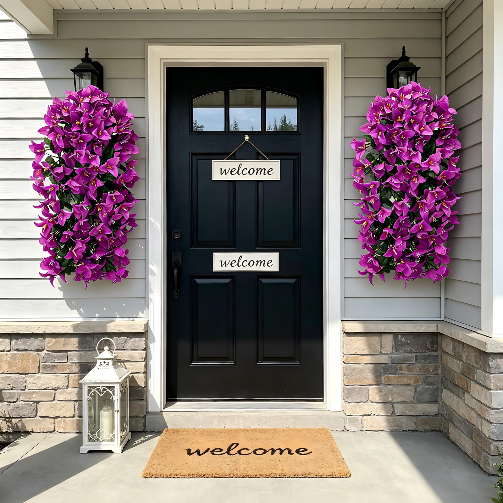 Fake Bougainvillea Artificial Hanging Flowers, 2 PCS Outdoor Faux Plants UV R…