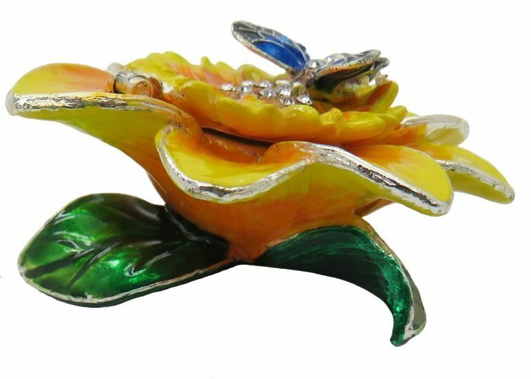 Sunflower Jeweled Trinket Box with Austrian Crystals