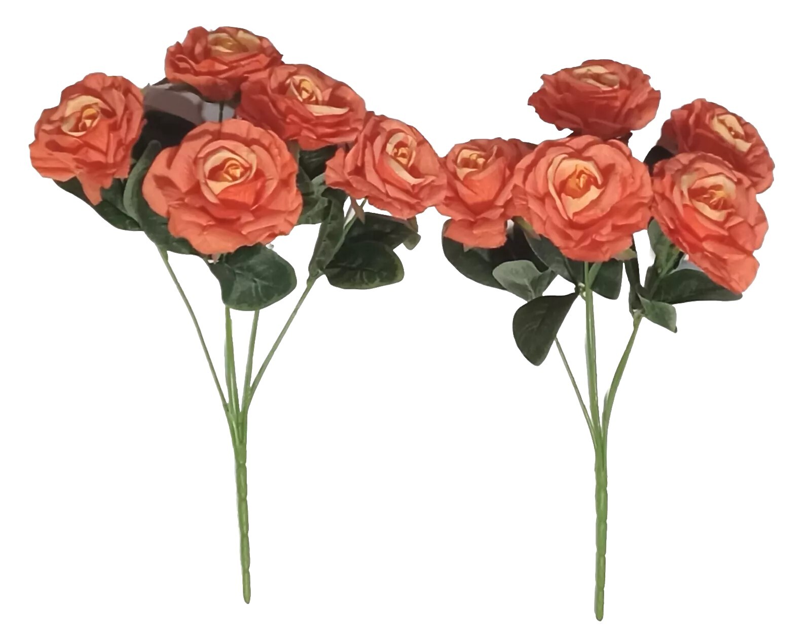 (2 pcs) Large Orange Rose 19″ Bush Silk Flower General Home Decor Wedding #B2256