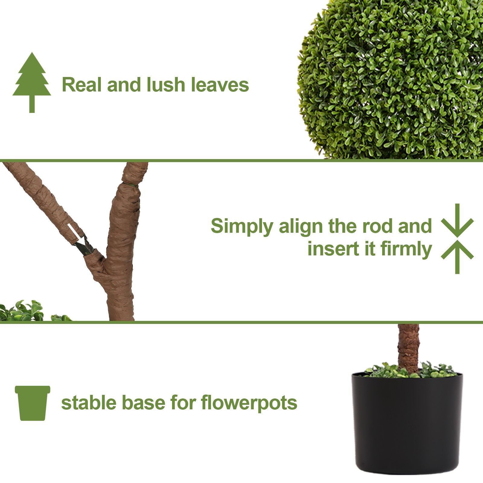 5FT Artificial Boxwood Topiary Tree, Triple Ball Faux Plant Indoor Outdoor
