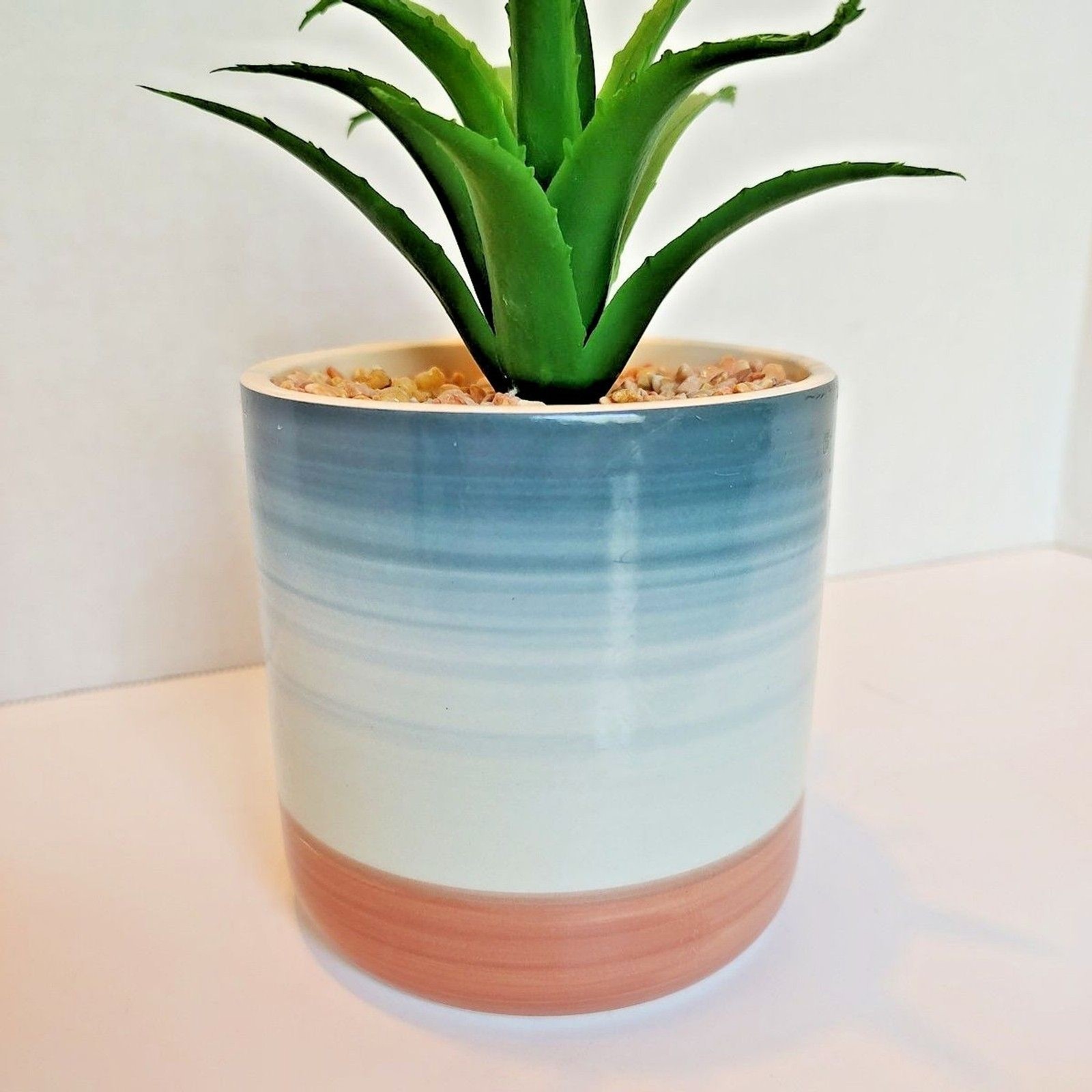 Succulent Flower Arrangement Bouquet Centerpiece Blue White Green Pink Ceramic