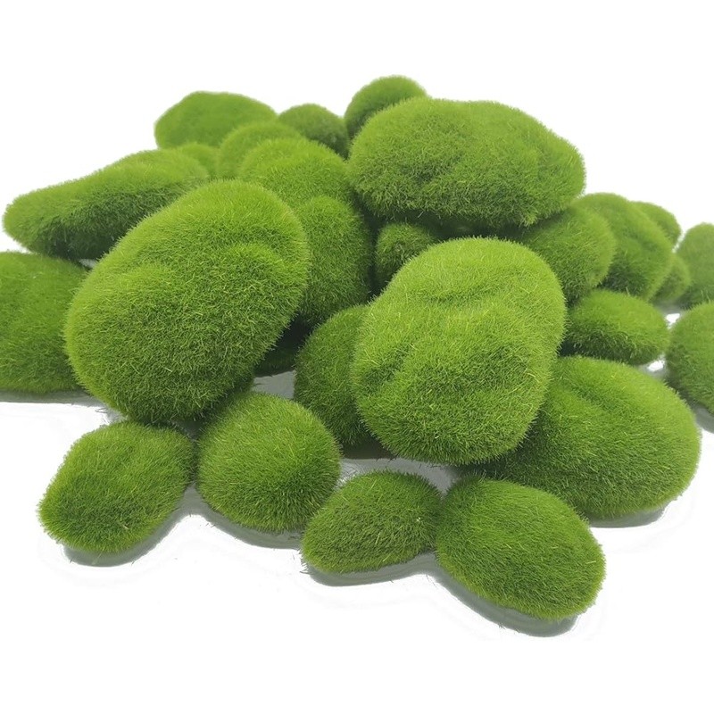 40PCS Faux Moss Rocks Foam Decorative Stones Miniature Gardens Dioramas Planters