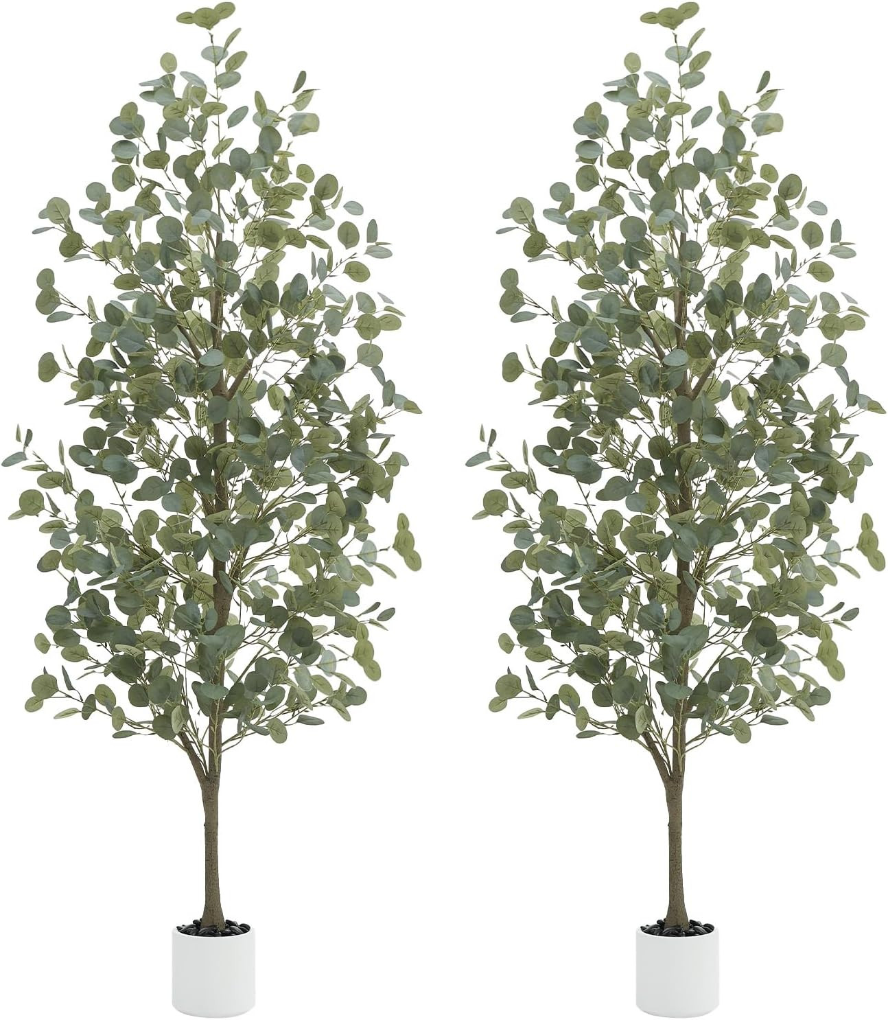 2Packs 6FT Faux Eucalyptus Trees for Indoor/Outdoor Decor, Housewarming Gift