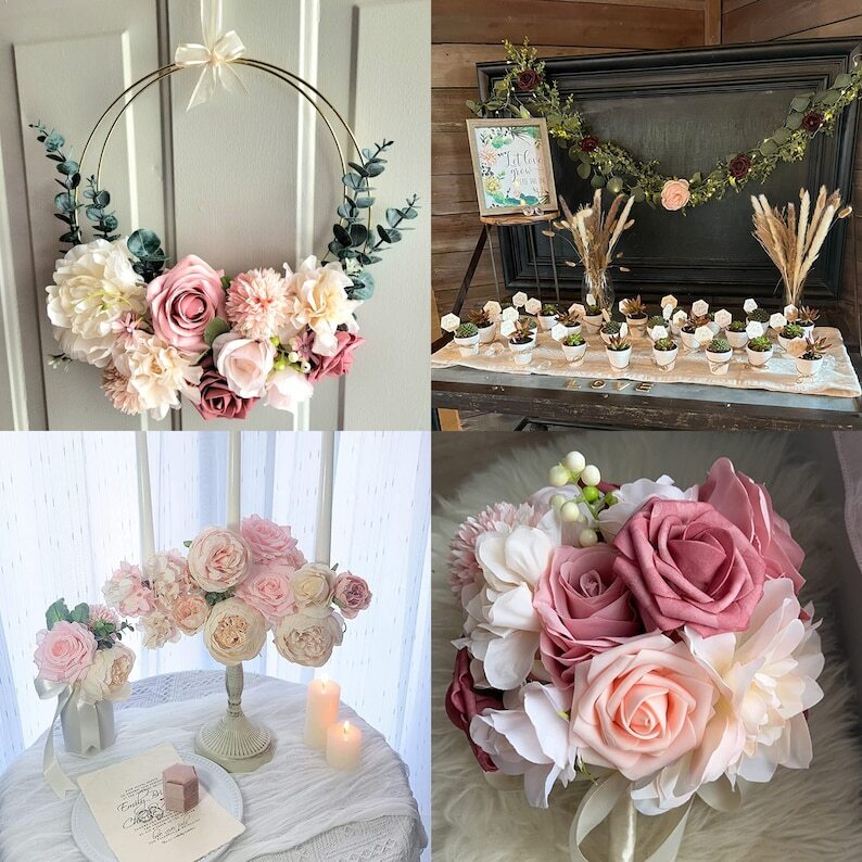 Faux Flower DIY Garland Kit Package Flower Arrangement Faux Wedding Bouquet