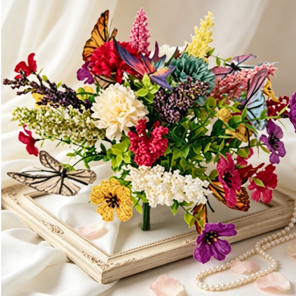 3D Butterfly Artificial Flowers for Party Decoration Garden Wedding Home Setup