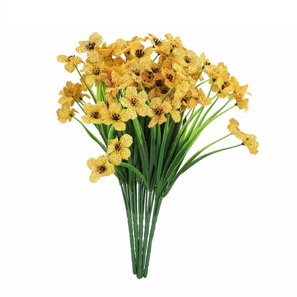 10 Bundles Outdoor Artificial Flowers UV Resistant Plastic Plant Silk Flower new
