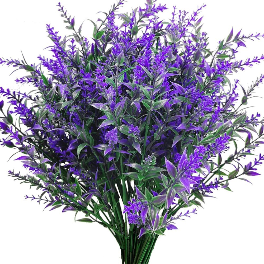 Artificial Lavender Flowers Fake Plastic Plants for Outdoor Garden Party Decor