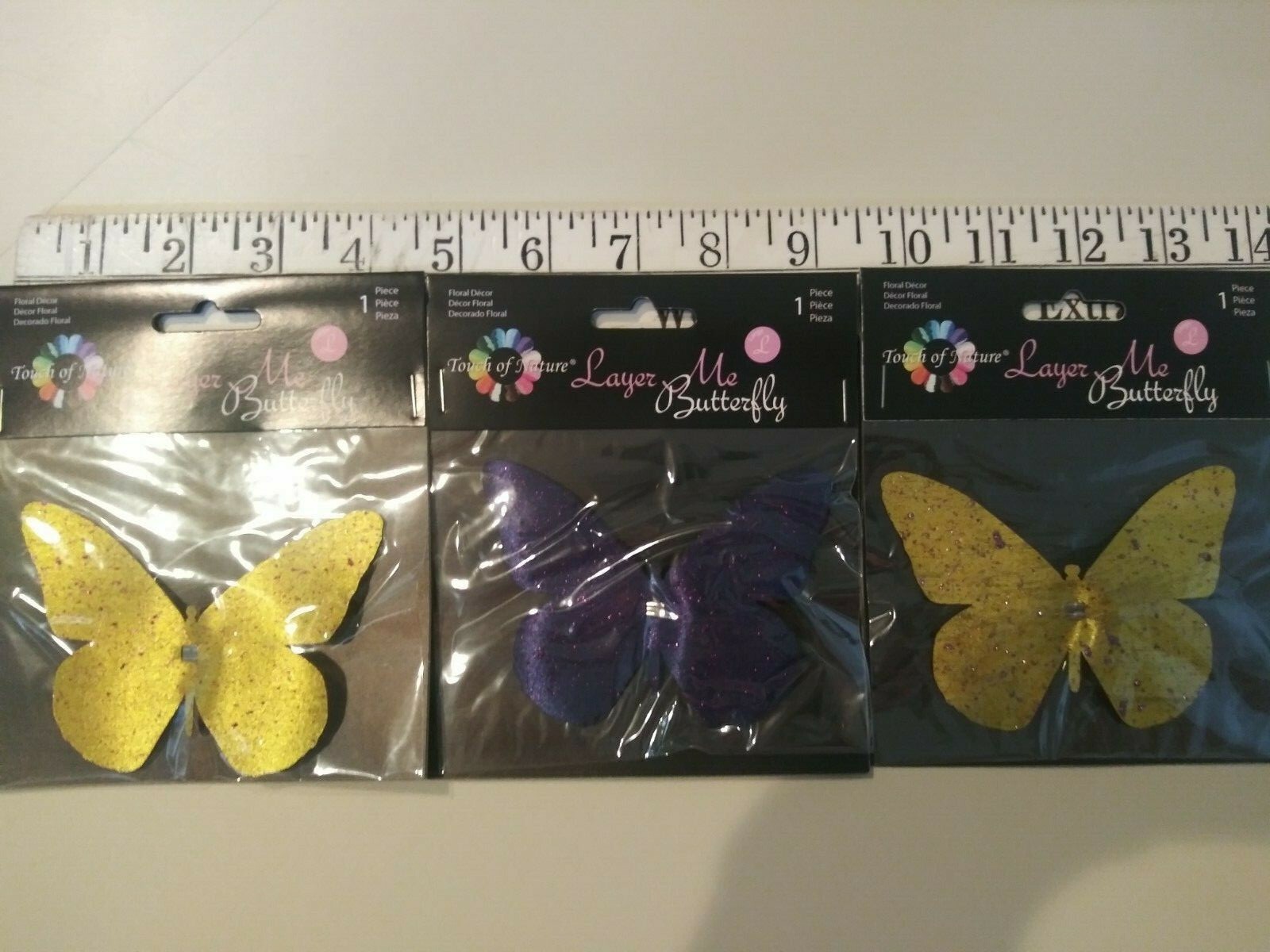 Touch of Nature Lot 12 Pc Assorted Satin w/Glitter 4″ Monarch Butterflies w/Clip